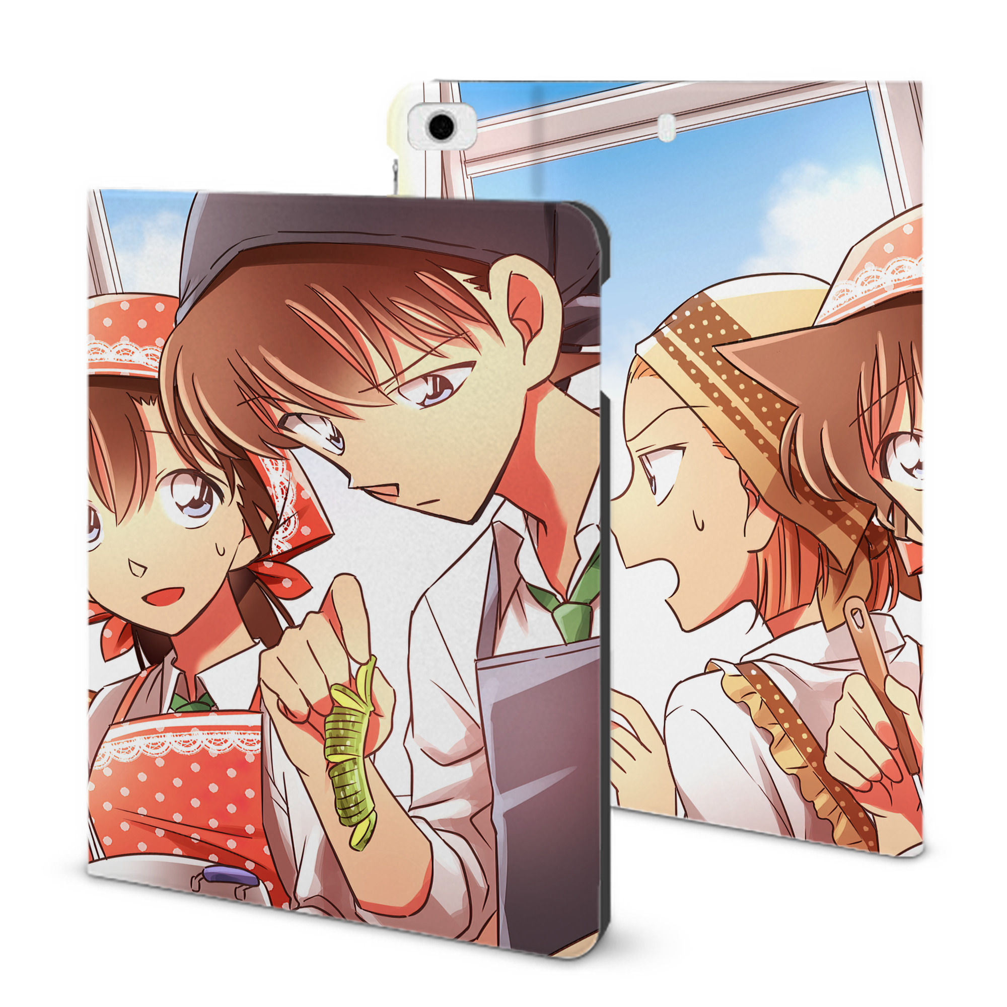 （画像用） 名探偵コナン Detective Conan IPad ケース ブック型 PUレザー TPU 耐衝撃 軽量 薄型 ペン収納なし 全面保護 IPad 各モデル対応